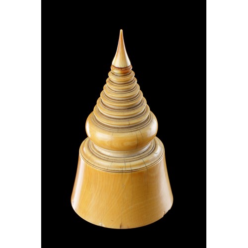 Tibetan Carved Ivory Seal in the Form of a Stupa